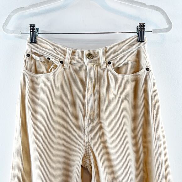BDG High & Wide Corduroy Cotton Wide Leg Pants Cream 25 / 0 - Picture 7 of 14